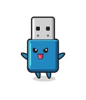 naughty flash drive usb character in mocking pose vector