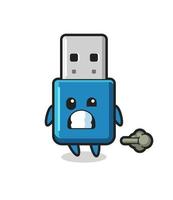 the illustration of the flash drive usb cartoon doing fart vector