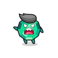 cute emerald gemstone cartoon in a very angry pose vector