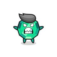 wrathful expression of the emerald gemstone mascot character vector