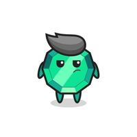 cute emerald gemstone character with suspicious expression vector