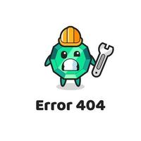 error 404 con la linda mascota de la piedra preciosa esmeralda vector