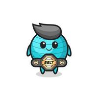 the MMA fighter exercise ball mascot with a belt vector