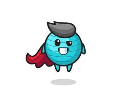 the cute exercise ball character as a flying superhero vector