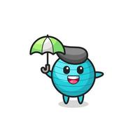 cute exercise ball illustration holding an umbrella vector