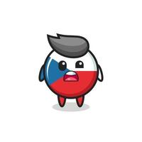 the shocked face of the cute czech republic flag badge mascot vector