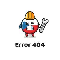 error 404 con la linda mascota de la insignia de la bandera de la república checa vector