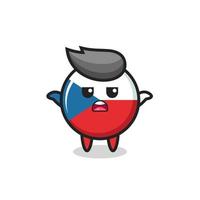 czech republic flag badge mascot character saying I do not know vector