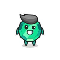 cute emerald gemstone mascot with an optimistic face vector