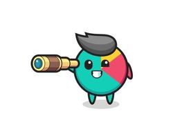 cute chart character is holding an old telescope vector