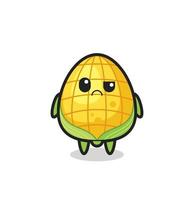 the mascot of the corn with sceptical face vector