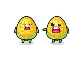 illustration of the argue between two cute corn characters vector