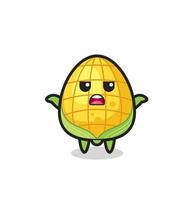 corn mascot character saying I do not know vector