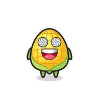cute corn character with hypnotized eyes vector