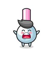 cute cotton bud mascot with a yawn expression vector