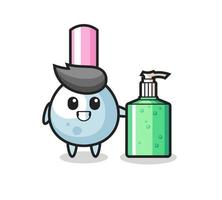 cute cotton bud cartoon with hand sanitizer vector