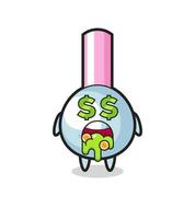 cotton bud character with an expression of crazy about money vector