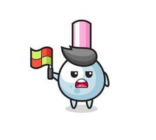 cotton bud character as line judge putting the flag up vector