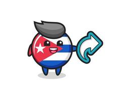 cute cuba flag badge hold social media share symbol vector