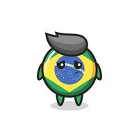 the lazy gesture of brazil flag badge cartoon character vector