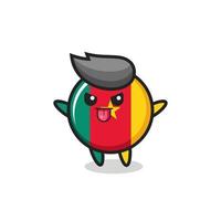 naughty cameroon flag badge character in mocking pose vector