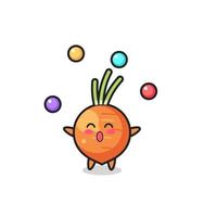 the carrot circus cartoon juggling a ball vector