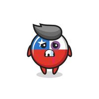 Personaje de insignia de la bandera de Chile herido con una cara magullada vector