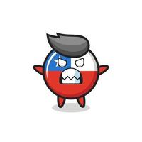 wrathful expression of the chile flag badge mascot character vector