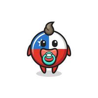 baby chile flag badge cartoon character with pacifier vector