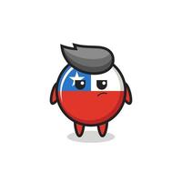 cute chile flag badge character with suspicious expression vector