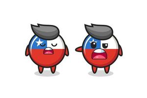 illustration of the argue between two cute chile flag badge characters vector