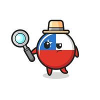 chile flag badge detective character is analyzing a case vector