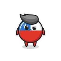 the mascot of the chile flag badge with sceptical face vector