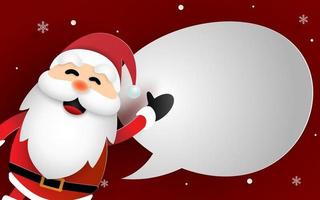 Paper art of Santa Claus with bubble speech for say something vector