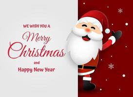 tarjeta de navidad con santa claus, feliz navidad y próspero año nuevo