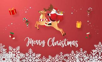 Santa Claus with Christmas gifts, Merry Christmas and Happy New Year vector