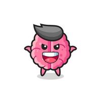 the illustration of cute brain doing scare gesture vector