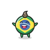 happy baby brazil flag badge cartoon character vector