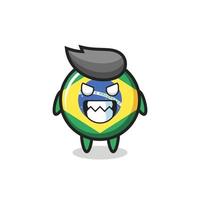 evil expression of the brazil flag badge cute mascot character vector