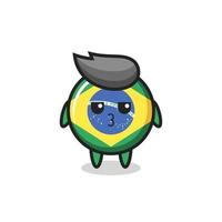 the bored expression of cute brazil flag badge characters vector