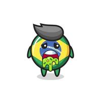 the cute brazil flag badge character with puke vector