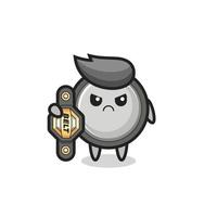 button cell mascot character as a MMA fighter with the champion belt vector