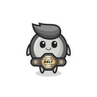 the MMA fighter button cell mascot with a belt vector