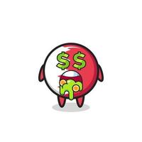 bahrain flag badge character with an expression of crazy about money vector
