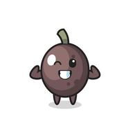 the muscular black olive character is posing showing his muscles vector