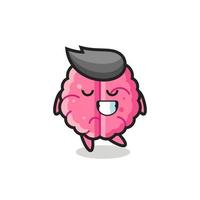 brain cartoon illustration with a shy expression vector