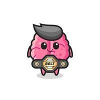 the MMA fighter brain mascot with a belt vector