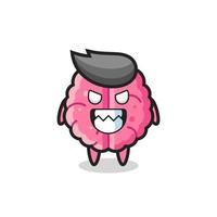 evil expression of the brain cute mascot character vector