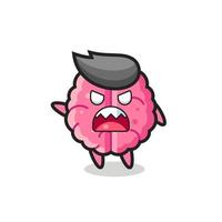 cute brain cartoon in a very angry pose vector