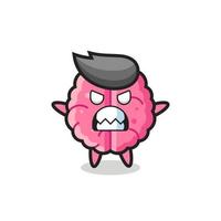 wrathful expression of the brain mascot character vector